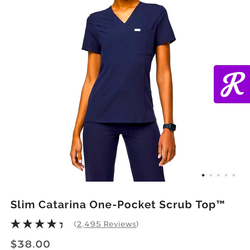 Figs Slim Catarina One-Pocket Scrub Top in Navy- EUC!